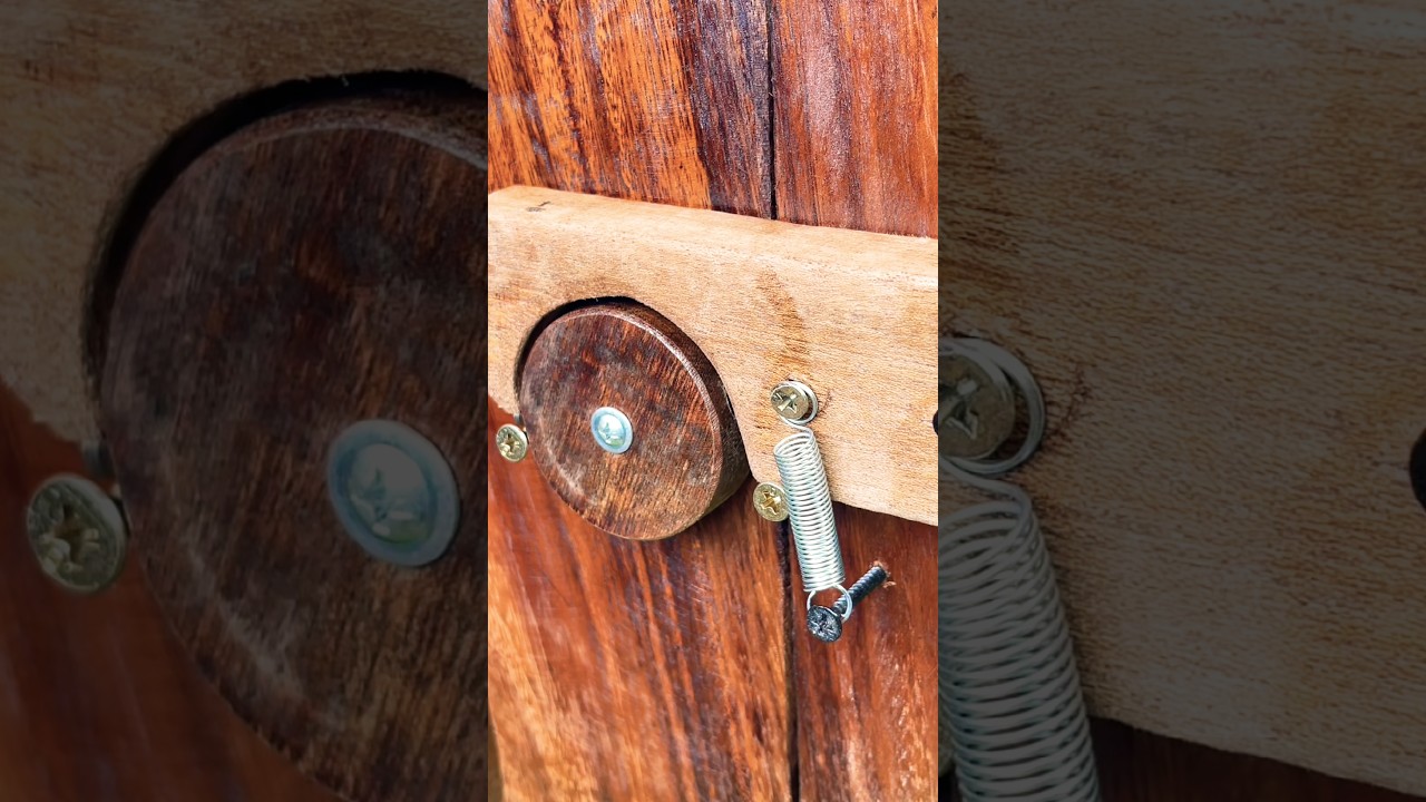 Unique idea #woodworking # Wood lock # mechanism lock for Sliding door