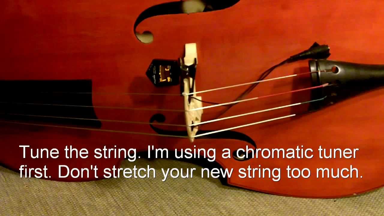 How to change strings on a upright double bass - YouTube