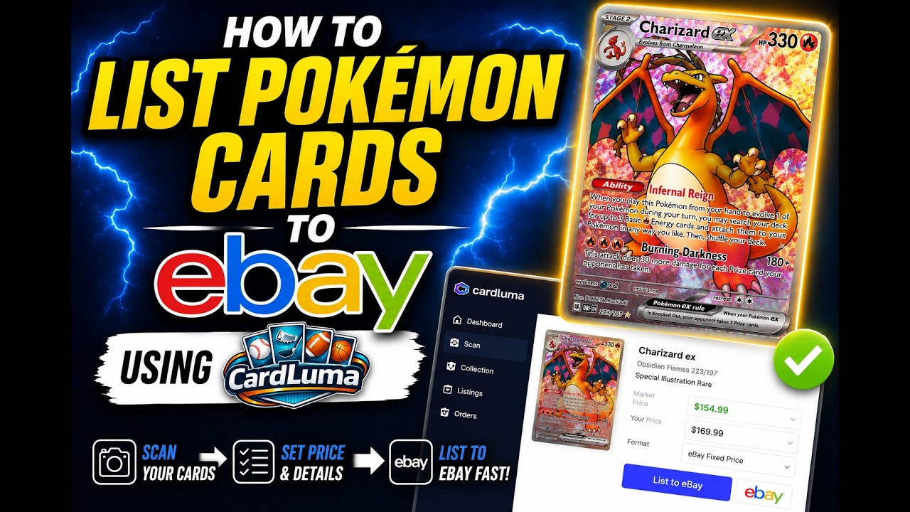 how to scan pokemon cards on ebay List your Pokemon cards to eBay using CardLuma!