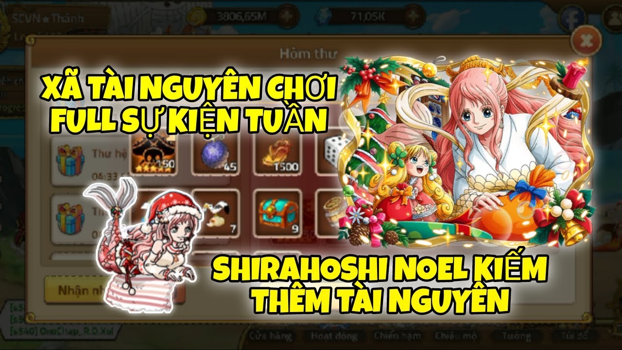 Huyền Thoại Hải Tặc - Xã Tài Nguyên Chơi Full Sự Kiện Tuần Shirahoshi Noel Kiếm Thêm Tài Nguyên 