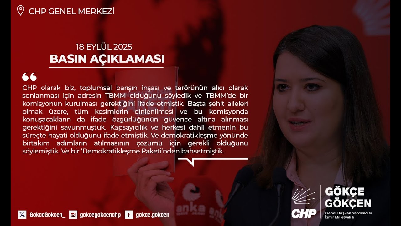 Milli Dayanışma, Kardeşlik ve Demokrasi Komisyonu Hakkında Basın Açıklaması | 18 Eylül 2025