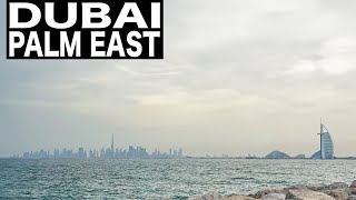 Dubai Palm Jumeriah East | 4K | Windy Rainy Day