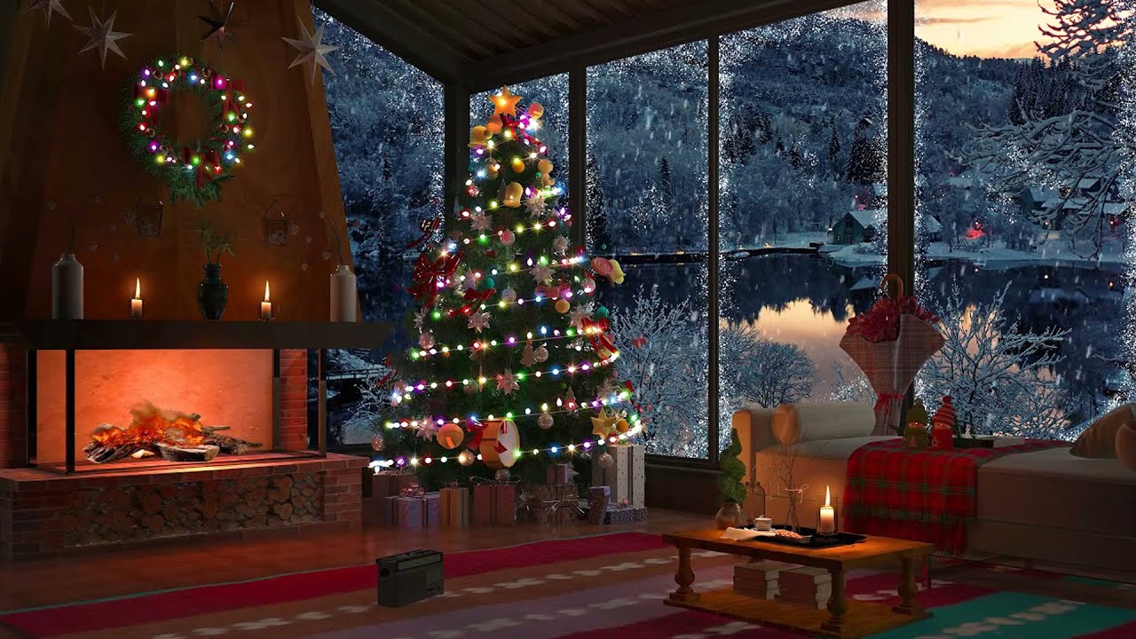 Christmas Ambience 🎅🎄 | Blizzard Sounds - Relaxing Crackling Fireplace ...