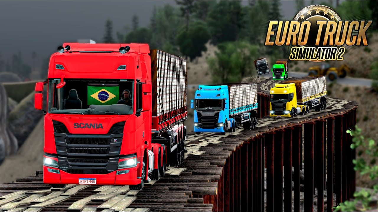 COMBOIO COM CINCO CAMINHÕES NO ALTO DA SERRA PERIGOSA! - EURO TRUCK SIMULATOR 2 + G920