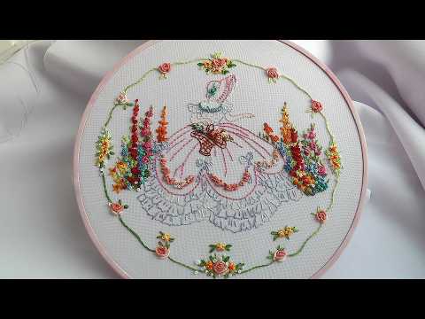 How to Embroider a Vintage Crinoline Lady Dress - Simple Steps