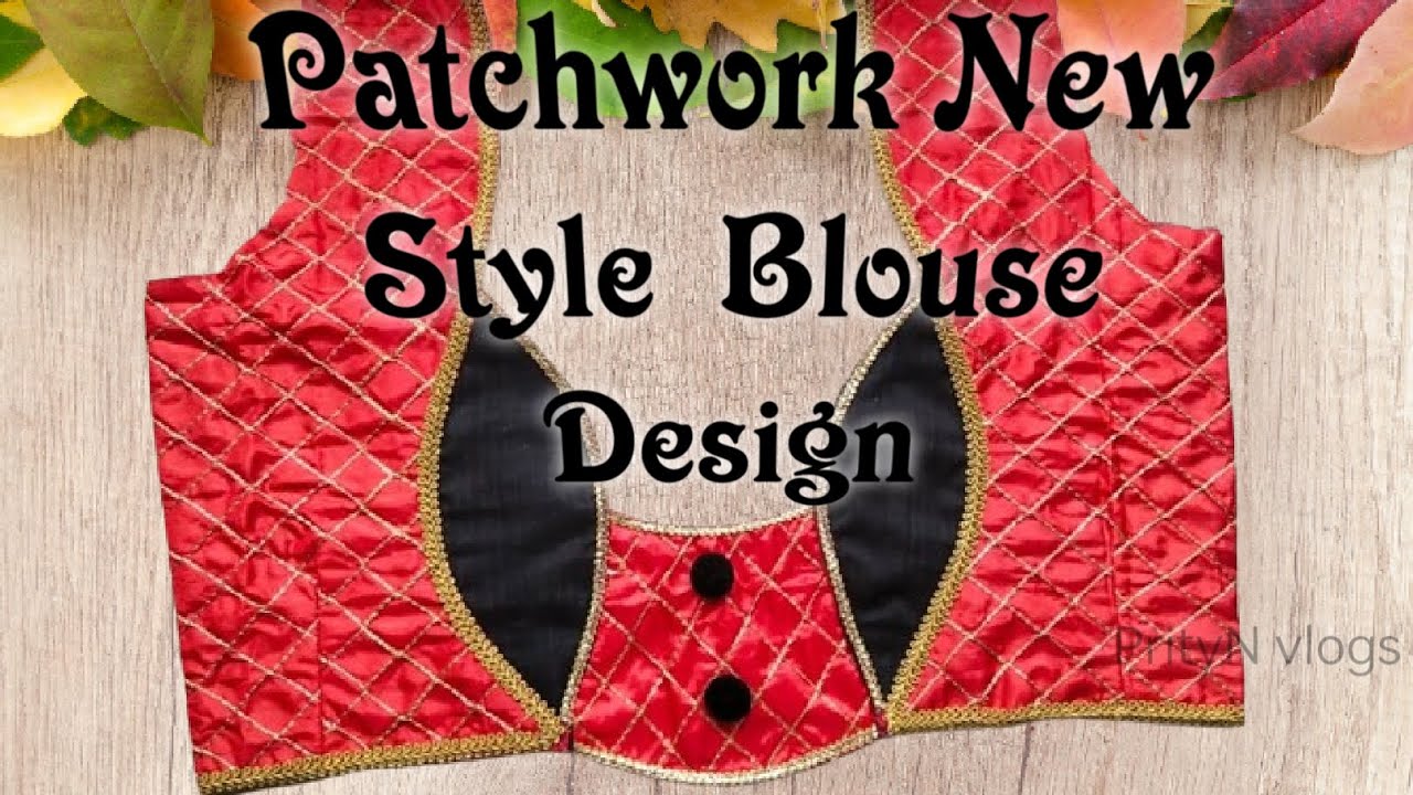 Blouse Design -18 || Patchwork blouse neck designs || Two colour blouse ...