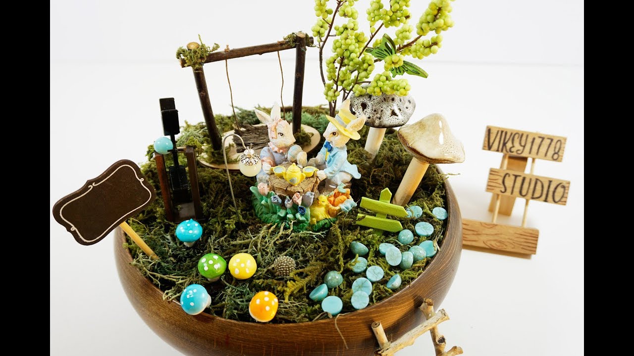 DIY Easter gift Alice in Wonderland Fairy Garden ,How to Make Minigarten