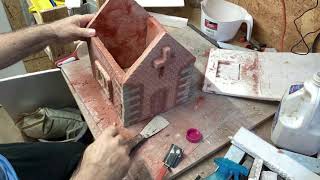 Black And Red Church Planter Using Foil Tape and Foam Board To Make Brick Texture. Speed Build