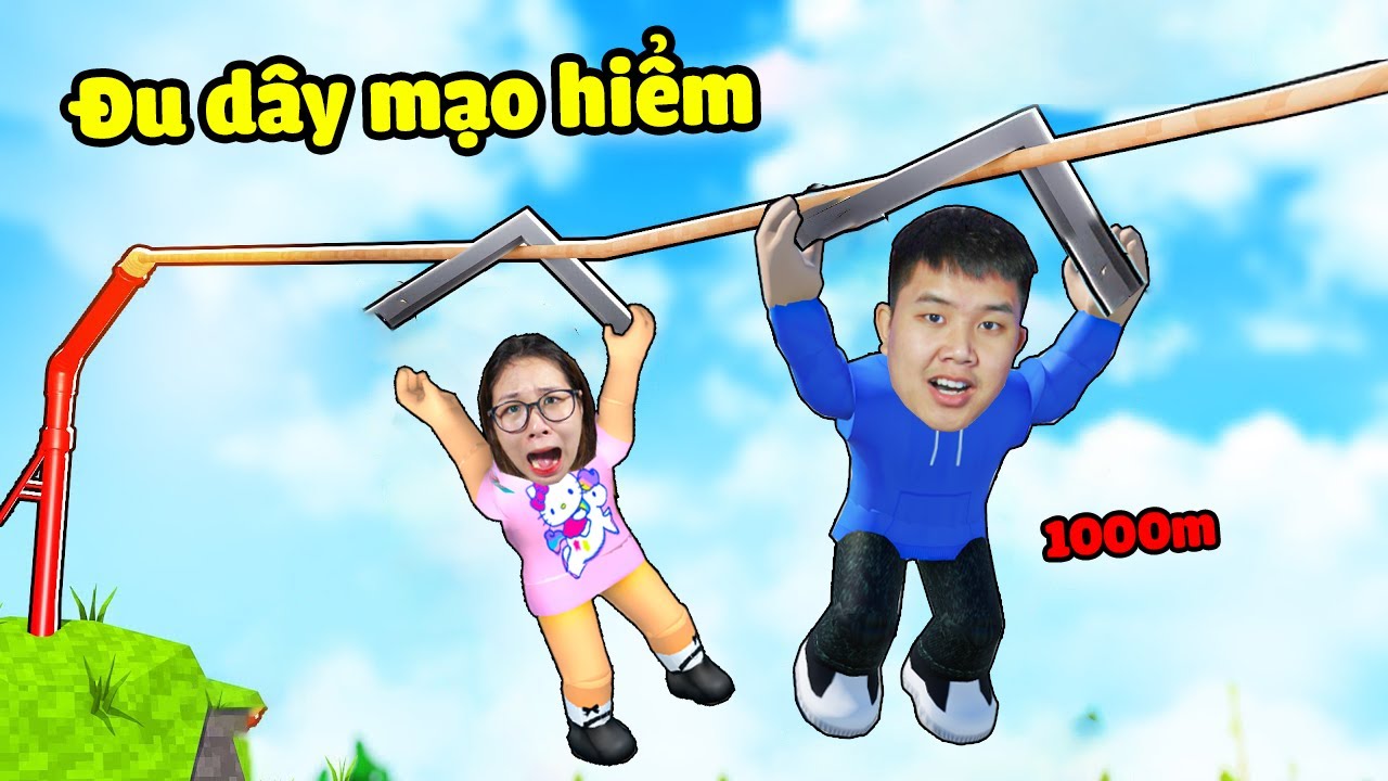 Đu dây mạo hiểm vượt thử thách cao trên 1000m, bqThanh Đu Vù Vù nhưng Ốc Sợ Độ Cao