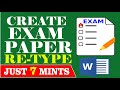 How to Re-Type Exam Paper Quickly | how to create Multiple choice question paper