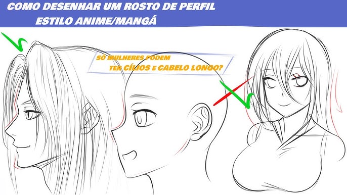 Rosto de PERFIL como DESENHAR SEM ERRAR (anime e mangá) 