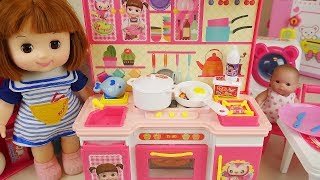 Baby doll kitchen and refrigerator cooking food toys