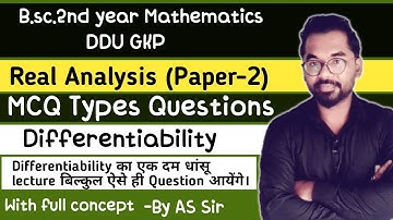 Differentiability | Real Analysis | MCQ Types Questions | B.sc.2nd year Math | ddu gkp | By AS Sir