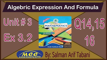 IX Unit 3 ex 3.2 Algebraic Expression and formula class 9 | nine Exercise 3.2 Question 14-16