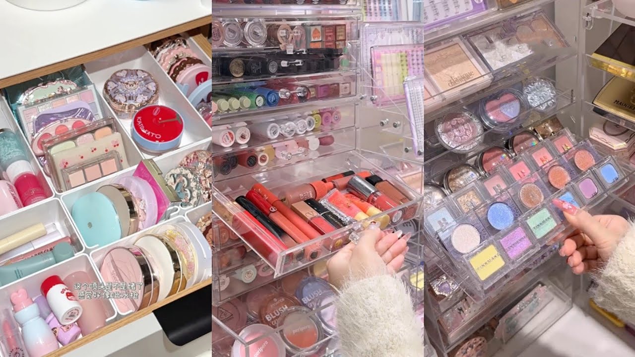 ASMR MAKEUP STOCKING & ORGANIZING VANITY 🎀 