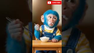 cute monkey eating yogurt and laughing #cute #monkey #funny #shorts #forkids #explore #cartoon #fun