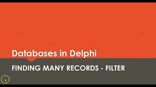 Databases in Delphi - Filter Details