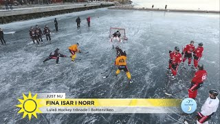 Luleå Hockey tränade utomhus på naturis: "Grymma isar och vackert väder" - Nyhetsmorgon (TV4)