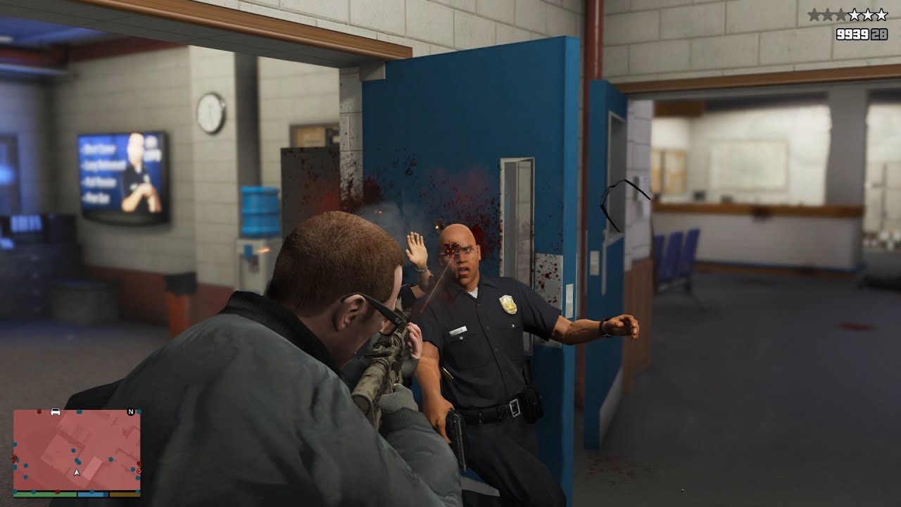 GTA V Niko Bellic Police Station Shootout + 10 Star Police Chase Escape ...