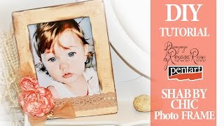 How to make a Shabby Chic Photo Frame with silk flowers - Pentart soft dekor paints screenshot 2