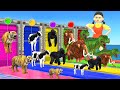 Choose The Right Door with Mammoth, Gorilla, Buffalo, Tiger Cow Scary Teacher 3d vs Squid Game Doll