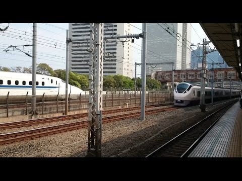 浜松町駅で上野東京ライン常磐線特急ひたちE657系と東海道新幹線がすれ違い