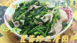 簡易料理 l 家常菜 l 快炒菜 l 豆苗炒三層肉片 l 便當菜 l Home cooking