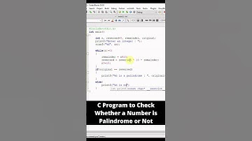 C Program To Check whether a Number is Palindrome or Not #shorts