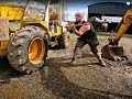 Forklift flat tyre repair.