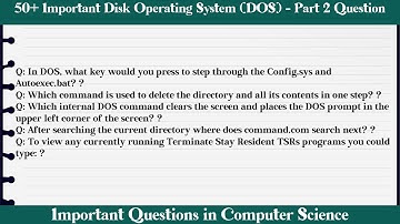 MCQ Questions Disk Operating System (DOS) - Part 2 with Answers