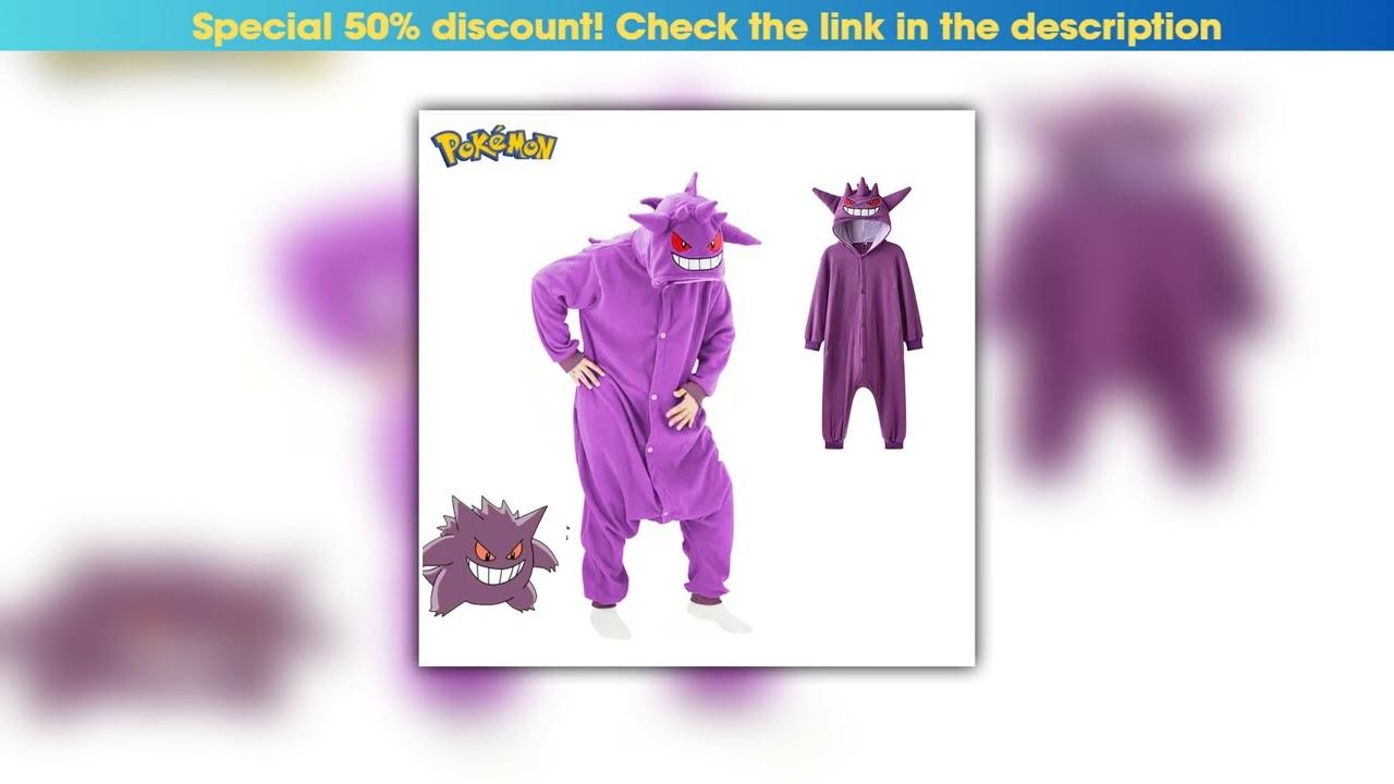 Discount XXL Pokemon Cosplay Clothes Adults Gengar Onesies Kids Kigurumis Full Body Pajamas Christm