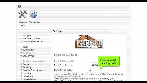 Installing Zen Cart from Fantastico
