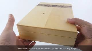 Tasmanian Huon Pine Jewel Box with Contrasting Inlay | Bruces Boxes | BS112HP