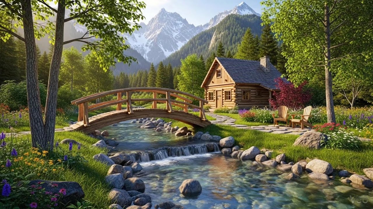 30 Minutes Calming Water Sound With Piano to Heal the Body Stress Relief, Forest Sounds Refresh Body