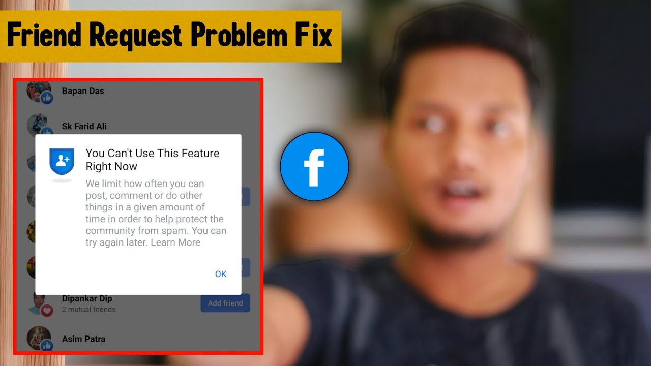 You Can't Use This Feature Right Now | Facebook Friend Request Problem Solved