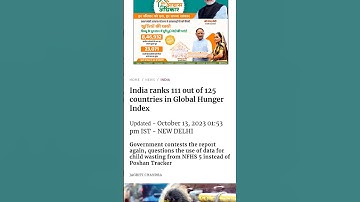 🇮🇳 India Is in SERIOUS category 😱 Global Hunger Index 2024 #shorts #hungerindex #India