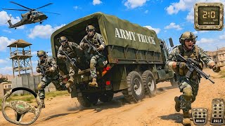 Army Truck Rescue Simulator 3D - Simulatore di guida camion cargo militare USA - Gameplay Android screenshot 2