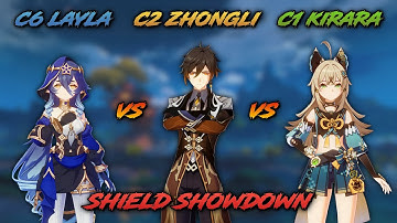 C2 Zhongli VS C6 Layla VS C1 Kirara - Shield Damage Absorption Testing | Genshin Impact