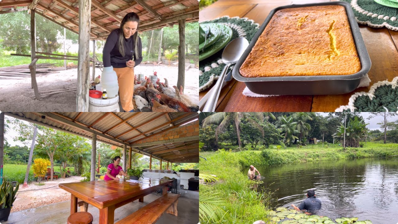 Um Dia Simples na Roça com Deus: Café Quentinho, Galinhas, Peixe Fresco e Bolo de Milho da Tarde 🌾❤️