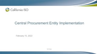 Feb 15, 2022 - Central Procurement Entity Implementation