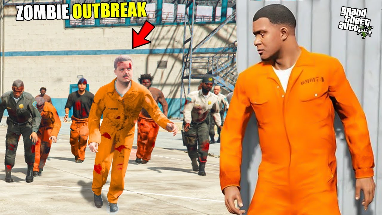 Franklin Escaping Jail In Zombie Outbreak in GTA 5 !