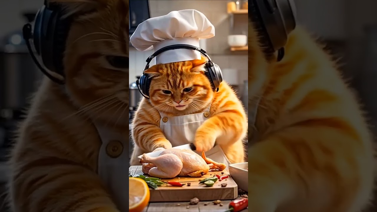 . “Funniest AI Cat Cooking Chicken Video EVER! 😂🔥”