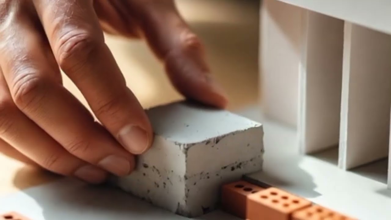 miniature modern house handmade installation, step by step foundation making, 