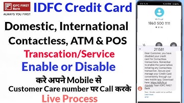 IDFC FIRST Millennia Credit Card | how to enable/disable Online,ATM,POS & International transaction