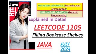 Filling Bookcase Shelves | Leetcode 1105 | DP | Recursion | Memoization | Java | Developer Coder