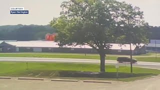 WATCH: Surveillance video shows moment small plane crashes into storage unit