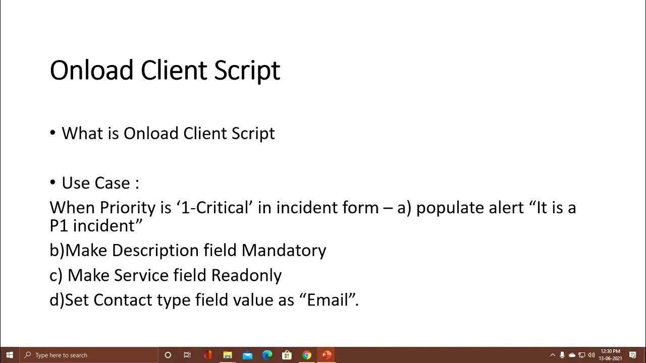Onload Client Script in ServiceNow - YouTube