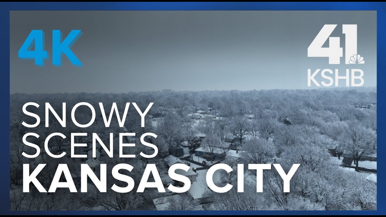 DRONE: Snowfall blankets trees of Kansas City