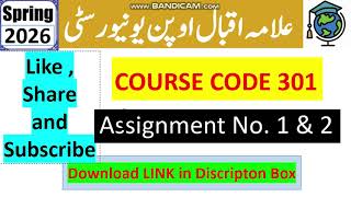 ⏩ AIOU Code 301 Solved Assignment No.1 & 2 Spring 2026 || Daftri Urdu || HSSC (FA, I.COM)