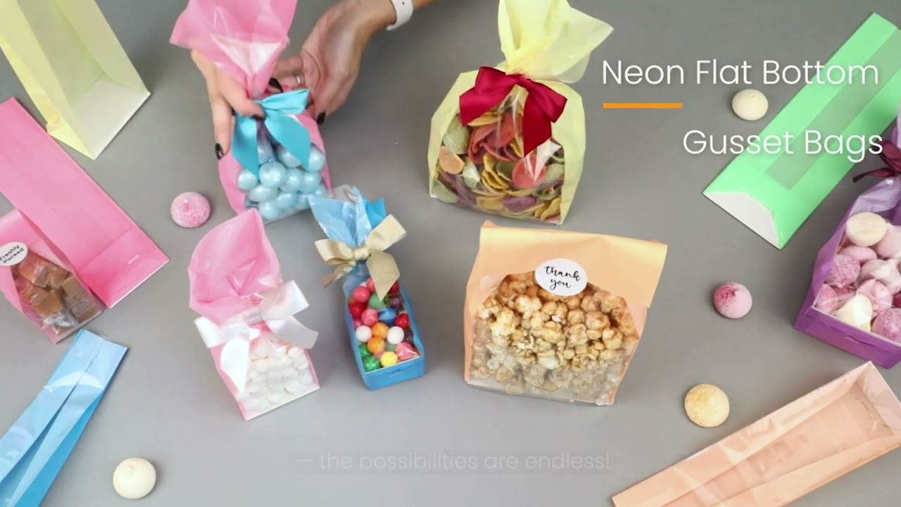 Neon Flat Bottom Gusset Bags